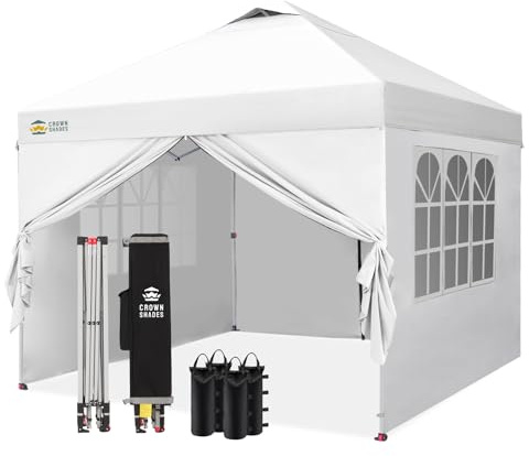 CROWN SHADES Pavillon 3x3 m Pop-Up wasserdicht mit 4 Seitenteilen | Pop up Gartenpavillon UV Schutz 50+, Partyzelt Für Outdoor Camping, 3-Fach Höhenverstellbar, Pavillion mit Tragetasche