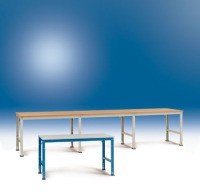 Manuflex AU6089.7035 Universal Arbeitstisch 1750x800x760mm PVC Tischplatte weiß-grau RAL 7035 hellgrau