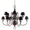 Casa Padrino Luxus Kronleuchter Gunmetal Finish 12 - armig - Barock Restaurant - Hotel Lampe Leuchte - austauschbare Lampenschirme