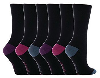 Gentle Grip - 6 paires Femme sans élastique diabétiques chaussettes pas de caoutchouc non comprimantes 37-42 eur (GG11)