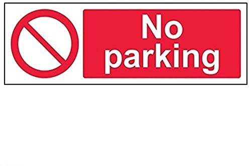 V Safety 52012AX-R No Parking Prohibition Sign - Landscape - 300mm x 100mm - 1mm Rigid Plastic, Red