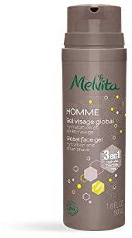 Melvita - Energiepflege für das Gesicht für Männer 3 in 1 - Feuchtigkeit, Revitalisierung und Festigkeit - Erfrischende Textur - Flakon 50 ml