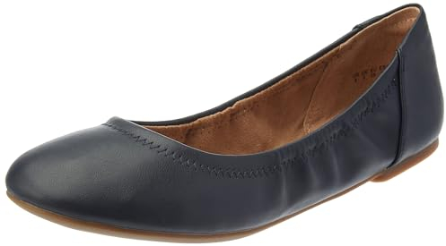 Amazon Essentials Women's Belice Slip On Ballet Flat, Navy Faux Leather, 6 UK