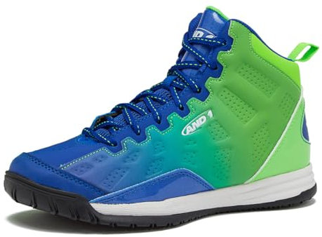 AND1 Kids Show Out Basketball Shoe, 7 M US Big Kid Green/Blue Ombre