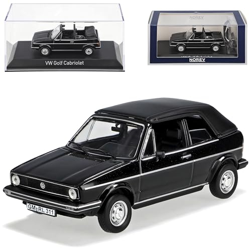 Norev Volkwagen Golf I Schwarz Cabrio mit abnehmbarem Dach 1979-1993 1/43 Modell Auto mit individiuellem Wunschkennzeichen