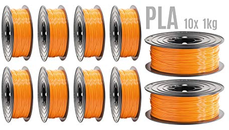 PLA Filament 3D Drucker 1,75mm / 10x 1kg Rolle Orange für 3D Printer oder Stift 10er Set (10Kg) …
