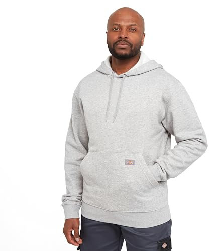 Dickies Uomo, Felpa in pile con cappuccio Midweight, vestibilità regular, Heather Grey, L