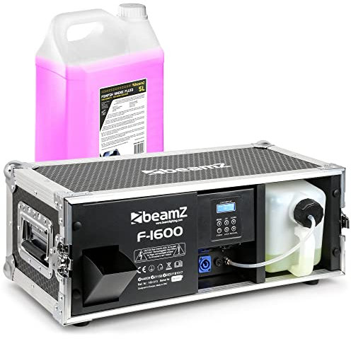 BeamZ F1600 DMX Fazer Machine à Fumée Flightcase avec 5 Litres de Liquide - Idéal pour Animer vos Soirées