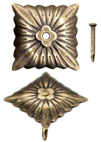 FUXXER 100 unghie decorative antiche, con testa decorativa, in ottone bronzo, 20 x 20 mm