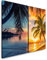 Paul Sinus Art Leinwandbilder 2 Stück je 40x60cm Palmen Strand Sonnenuntergang Karibik