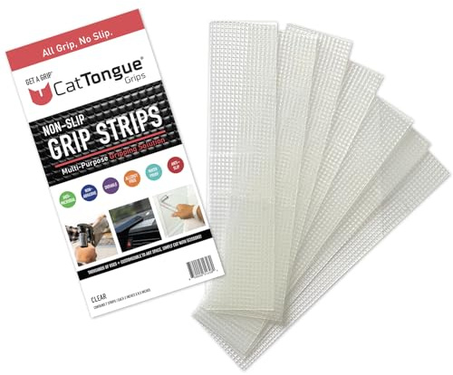 CATTONGUE GRIPS 2” Non-Abrasive Grip Tape Strips - Heavy-Duty, Waterproof Anti-Slip Tape for Furniture, Bathtubs, Frames, Gaming & More - Indoor & Outdoor Anti-Slip Solution (Clear, 1-Pack)