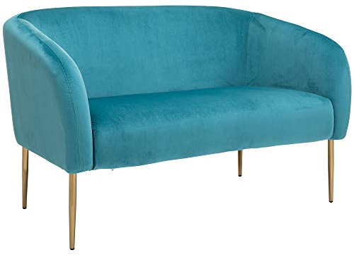HOMCOM Divano 2 Posti Seduta Imbottita Schienale e Braccioli, Arredamento Soggiorno, Sala, Ufficio, Verde, 124x73x76cm