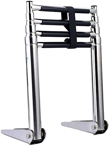 hzexun 2-4 sezioni scala di lancio marina in acciaio inox 304 scala da bagno scala da ponte pieghevole scala telescopica scala mobile motoscafo (4 sections)