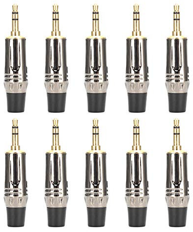 Goshyda 10 Stück 3. 5 Mm Stereo-Lötstecker, Zinklegierung Vergoldung 3,5 Mm Stereophonischer Schweißstecker, für DIY-Audiokabel, Kopfhörerkabel, Auto-AUX-Kabel(schwarz)