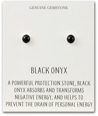Philip Jones Black Onyx Stud Earrings with Quote Card