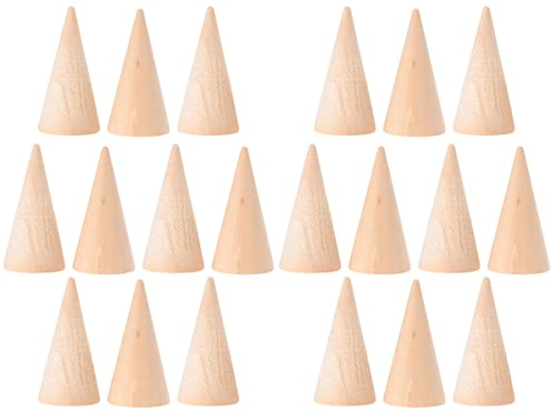 EXCEART Holzkegel Ringkegel Ringständer DIY Basteln: Höhe 5 cm Basteln Rohlinge 20 Stück Mini Weihnachtsbaum Modellierung Handwerk Schulprojekte Weihnachten Party Dekoration