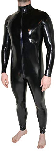 Rubberfashion PVC Lack Catsuit - Ganzkörperanzug - Overall Jumpsuit Herren Langarm - Lack Catsuit ouvert