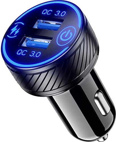 Thlevel Zigarettenanzünder USB Adapter QC3.0 Auto Ladegerät mit LED Licht Schalter Schnellladung Dual Port 36W 3A