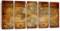 Feeby Wanddeko 5 Paneele 200x80 cm Geographie Kontinente Weltkarte Deko Wand Kunst Wohnzimmer Wohnungs Deko Abstraktion Retro Vintage Braun