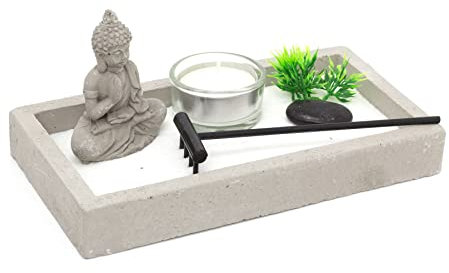 Mini Buddha Zen Garden Set | Miniature Desktop Zen Garden Tealight Candle Holder | Spiritual Decor Buddha Ornaments