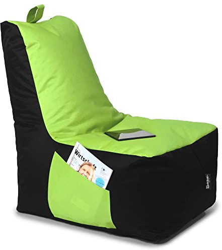 BuBiBag Sitzsack für Kinder und Erwachsene, Gaming Sitzsäcke mit Füllung für das Kinderzimmer, Zockersessel für groß und klein | XXL ChillBag, Lime