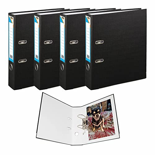 Pack of 5- A4 Lever Arch File Document Organiser Folder 75mm Display Divider Metal Ring Finger Pull Stationery Office Document Storage File Office School 21 x 29 cm Approx. (Black)