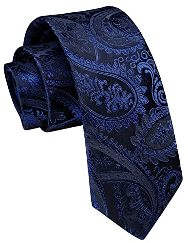Enlision Paisley Herren Krawatte Navy Blau Schmale Krawatte Seide Krawatten für Formelle Büro oder Hochzeit Business 6cm
