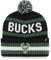 47 NBA Mütze für Erwachsene, Team-Farbe, offizielles Lizenzprodukt, Bering, Sport, Strickmütze mit Bommel, für kaltes Wetter, Milwaukee Bucks Schwarz, Einheitsgr��e