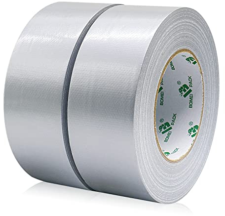 BOMEI PACK Nastro Adesivo Americano, Nastro telato rinforzato per riparazioni o decorazioni, Nastro americano impermeabile per tubature, scarichi e condotti, rotolo 2Pz 50mm x 30yards giallo (GRIGIO)