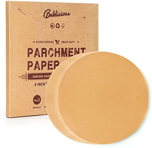 Baklicious 15.2cm 250pcs Unbleached Non-Stick Parchment Rounds | Ideal for Cake Baking, Patty Separating, Tortilla Wrapping, and Air Fryer Lining.