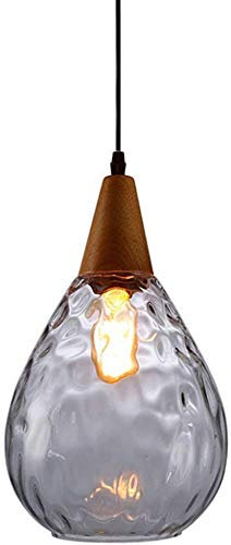VVHUDA Wood Chandelier Swag Light Industrial Glass Pendant Light Mason jar Ceiling Light Kitchen Island Lighting (Transparent) small gift