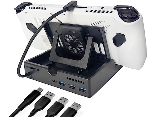 Multifunctional Cooling Base Compatible for ROG ALLY / Steam Deck, Cooling Fan Heat Sink for Rog Ally Game Console with PD 60W Charging Port & Type C & & USB 3.0 Port (4 in 1)