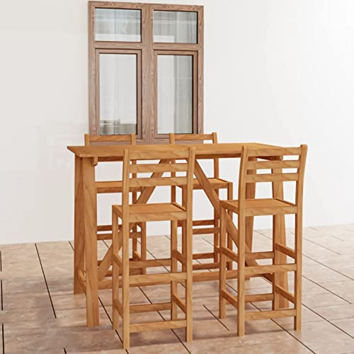Camerina 5-TLG. Gartenbar-Set Bartisch FüR Zu Hause Bistrotisch Mit StüHlen Outdoor Bartisch Outdoor Stehtisch Garten Massivholz Akazie 3057850