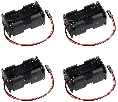 Geekstory Lot de 4 boîtiers de support de piles AA à 4 cellules 6 V avec connecteur JR pour testeur de servo RC DIY