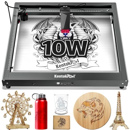 Laser Graviermaschine, JL7 60W Lasergravur Maschine 10W Leistungsstark Laser Cutter und APP Unterstützte, Ganzmetallkonstruktion Höhere Genauigkeit für Holz Metall Leder Acryl Glas