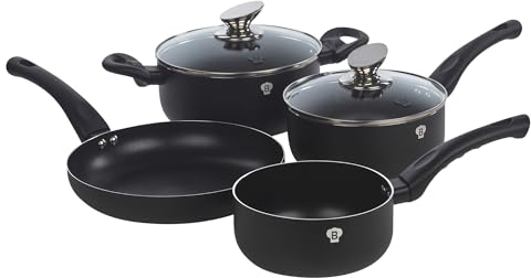 BLAUMANN 6Pc Set Cookware Frying Grill Pots Saucepan Casserole Soft Touch Handle (Black Matt)