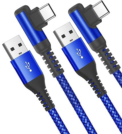 USB C Kabel 3.1A[2Stück 1M] Schnellladung,90 Grad Winkel Ladekabel i Phone 15 16 Pro Max Plus Type C Kabel für Samsung Galaxy S25 S24 S23 S22 S21 S20 Plus/Ultra/FE,Note20,A72 A71 A52 A51 A50,M31 M30s