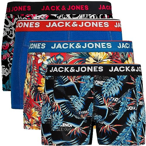 JACK & JONES Boxershorts 4er Pack Herren Trunks Shorts Baumwoll Mix Unterhose x.6a12 (M, 4er Pack #74)