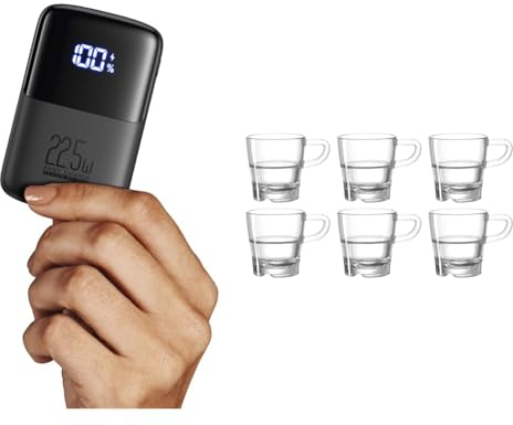 INIU Power Bank, 22.5W Fast Charging 10000mAh PowerBank Klein Aber Stark & Leonardo Home Senso Espresso-Tasse, Espresso-Becher mit Henkel