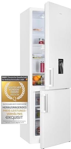 Exquisit Kühl-Gefrierkombination KGC265-70-H-WS-010E weiss | Nutzinhalt: 268 L | 4*-Gefrieren | Wasserspender