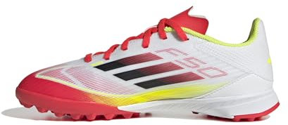 adidas F50 League Football Boots Turf Kids, Botas de fútbol, Cloud White/Core Black/Solar Yellow, 21 EU