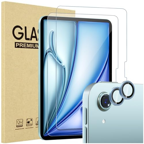 Procase 2 Piezas Protector de Pantalla y Lente Cámara para iPad Air 11 2025 (M3)/2024 (M2), Screen Protector Vidrio Templado para iPad Air 11 Pulgadas 2024 -Azul