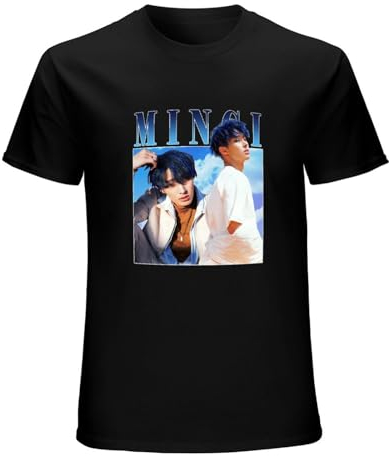 Ateez Korean Boy Band Mingi T-Shirt Apparel Casual Mens Tee Shirt Black S