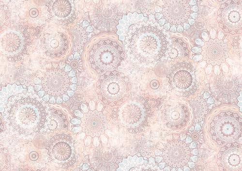 Rasch Tapete 362978 - Fototapete auf Vlies mit floralen Kreisen in Rosa, Hellblau und Creme aus der Kollektion Magicwalls - 3,00 m x 4,24 m (LxB)