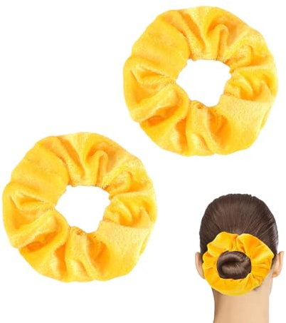 2 Stück Haargummi Gelb,Haar Dickes Scrunchies Haarband Elastisch,Damen Weich Skrunschis,Groß Samt Haargummis,Weihnachts Headband Set,Stylische Frauen Elastisches,Hair Stirnband für Afro Lockiges