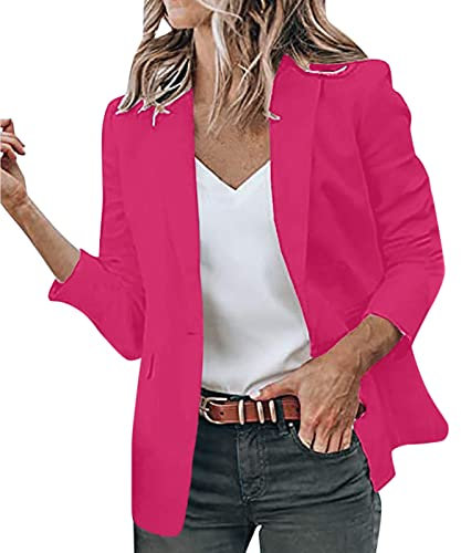 Blazer Estivo Donna Leggero Corto - Costumi E Blazer Da Donna, Eleganti Blazer Sportivo Corto Business Blazer Manica 3/4 Slim Fit Business Office Blazer Tuta Cropped Blazer Giacca Trench, Rosa