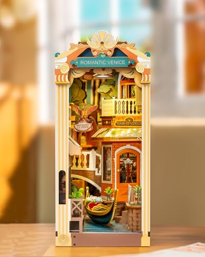 ROWOOD Book Nook Romantic Venice, Kits De Nook Book avec Lumière LED Et Panneau Anti-Poussière, Puzzle 3D Adulte Maison De Poupée, Décoration Intérieure Et Cadeaux Créatifs pour Noël