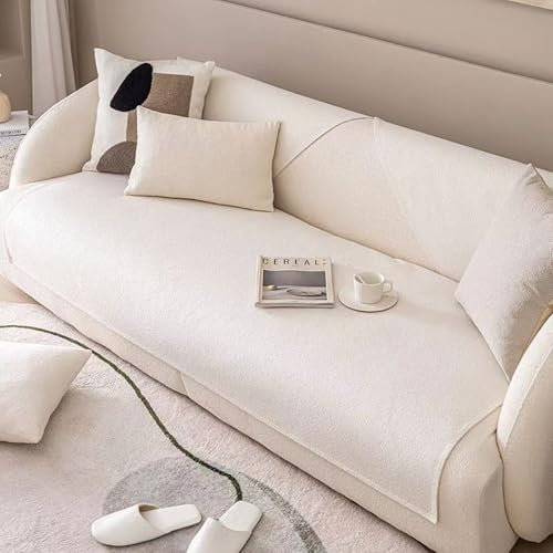 UracOn Sofabezug - Ultra Weicher Sofaschoner rutschfest - Universal 1 2 3 4 Sitzer Sofabezug u Form Couch überwurfdecke - Geeignet für alle Jahreszeiten (Weiß - 90 x 180 cm)