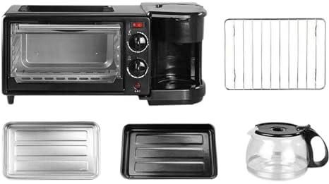 perfk 3 in 1 Breakfast Machine Stainless Steel Versatile Breakfast Maker with Timer