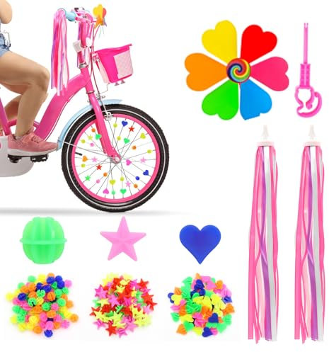 ZOCONE 210 pièce Accessoire Velo Enfant Perles Rayons Velo, Vélo Guidon Streamers Tassel Moulin à Vent Banderoles pour Poignee Vélo, Glands Scooter Enfants Clips à Rayons pour Vélo décorations